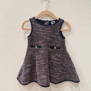 Janie and Jack Navy Tweed Dress Baby Girl 6-12M